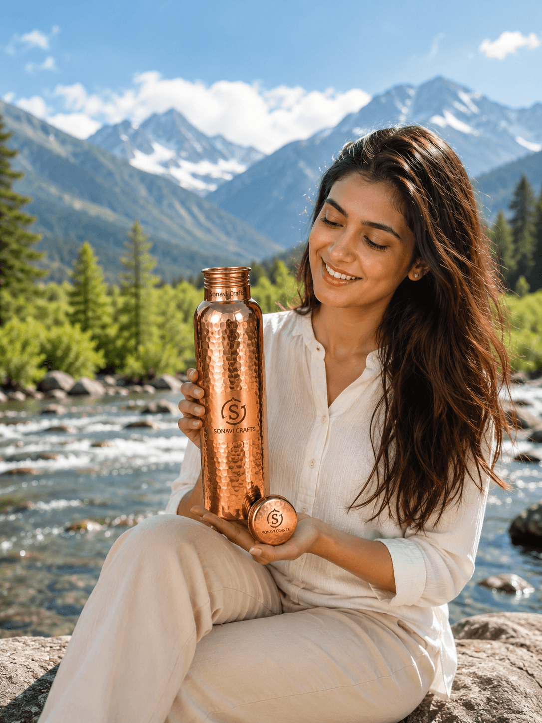 Premium Handcrafted Copper Bottle in Nature